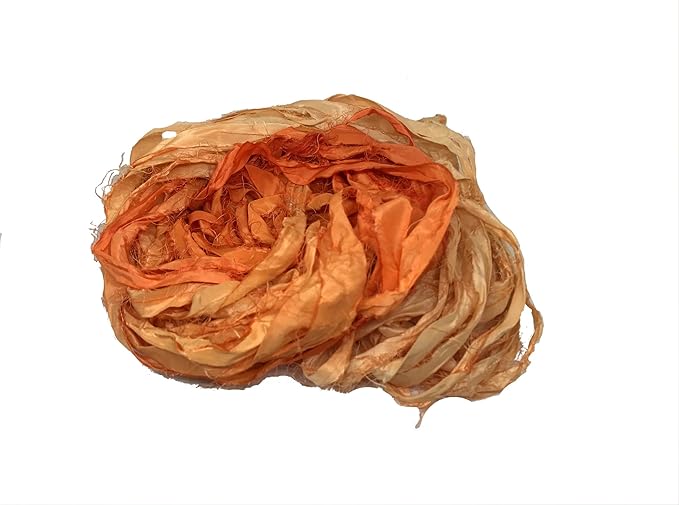 Knitsilk Recycled Sari Silk Ribbon Yarn-Orange Ombre