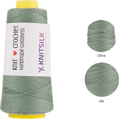 Knitsilk 8 ply silk viscose yarn,Olive