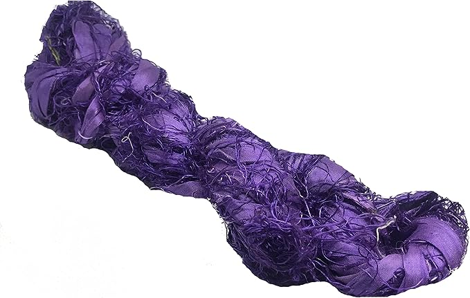 Knitsilk recycled sari silk ribbon yarn — Purple