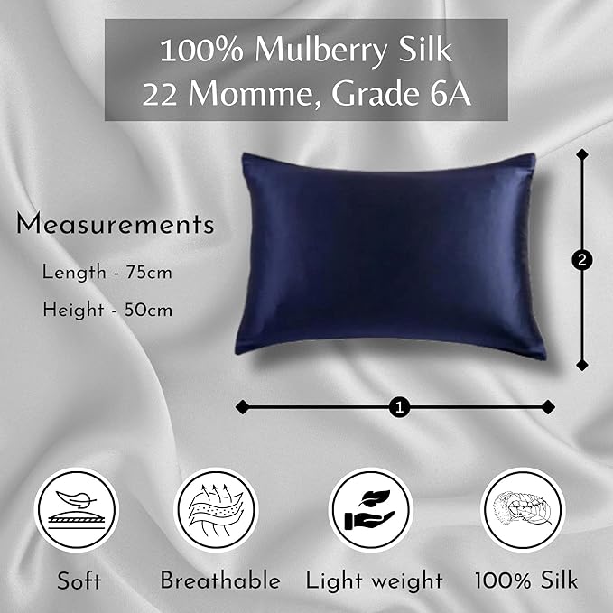 Knitsilk silk pillowcase, Navy blue