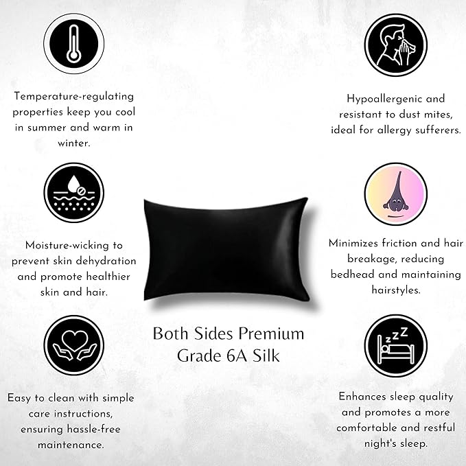 Knitsilk silk pillowcase, Black