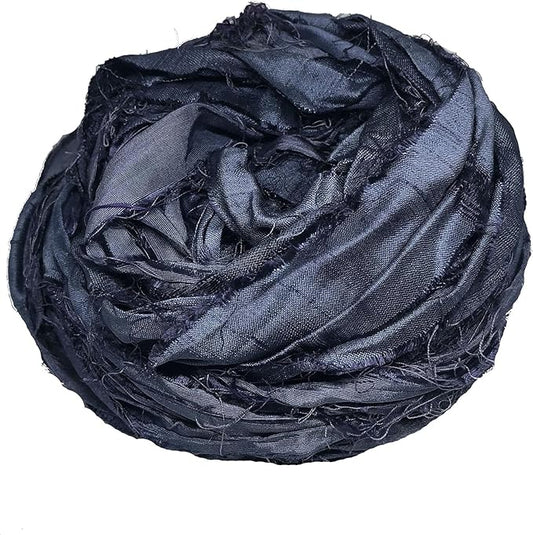 Knitsilk recycled sari silk ribbon yarn — Charcoal grey