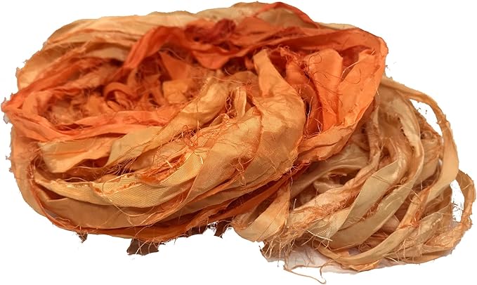 Knitsilk Recycled Sari Silk Ribbon Yarn-Orange Ombre