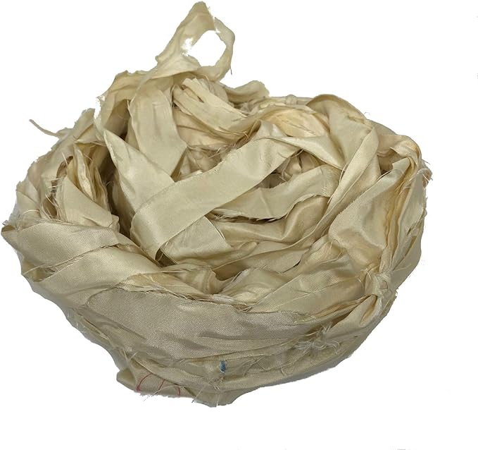 Knitsilk recycled sari silk ribbon yarn — Ivory