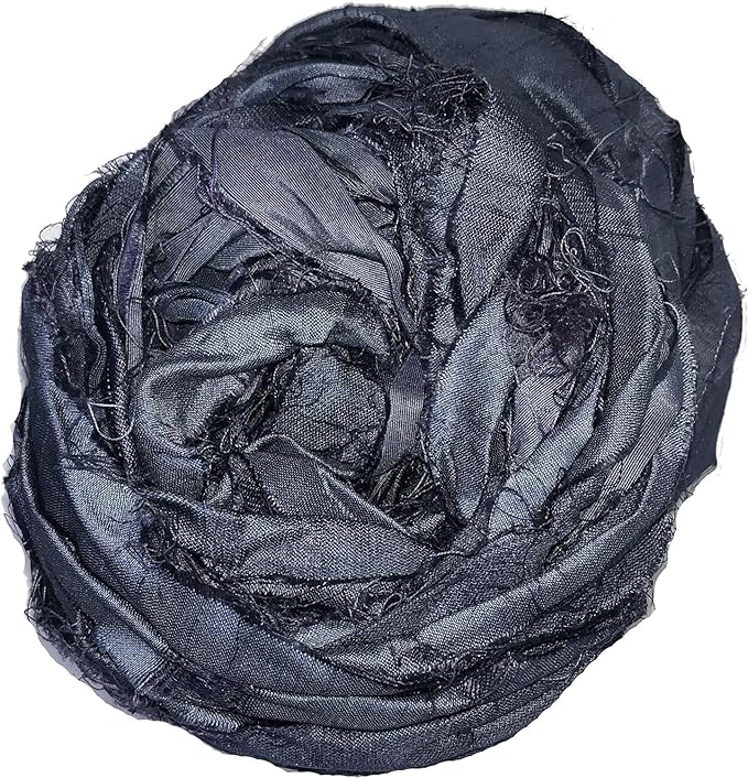 Knitsilk recycled sari silk ribbon yarn — Charcoal grey