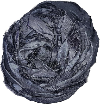 Knitsilk recycled sari silk ribbon yarn — Charcoal grey