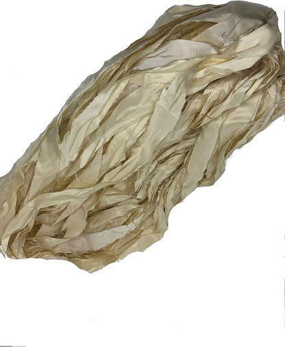 Knitsilk recycled sari silk ribbon yarn — Ivory