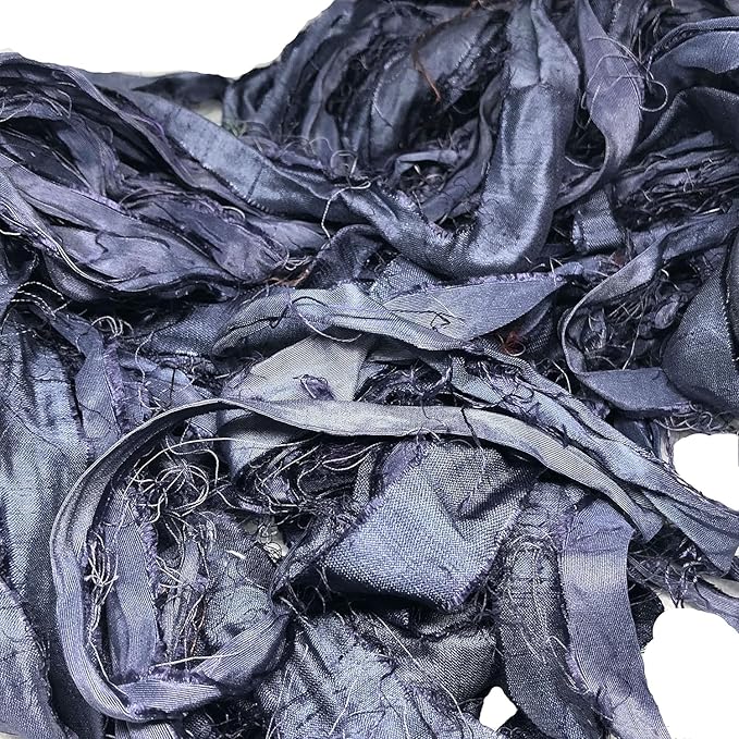 Knitsilk recycled sari silk ribbon yarn — Charcoal grey
