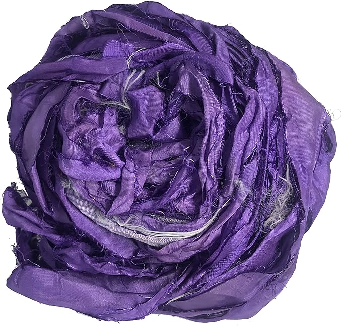 Knitsilk recycled sari silk ribbon yarn — Purple
