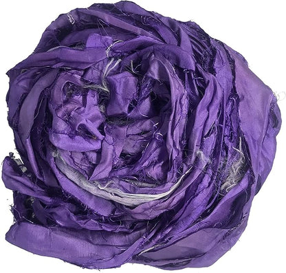 Knitsilk recycled sari silk ribbon yarn — Purple