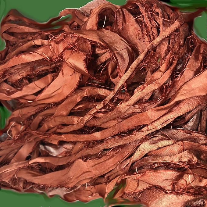Knitsilk recycled sari silk ribbon yarn — Rust