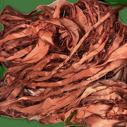 Knitsilk recycled sari silk ribbon yarn — Rust