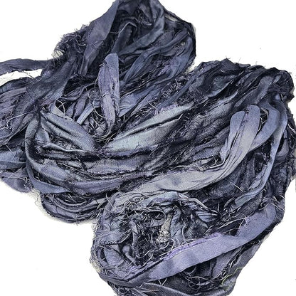 Knitsilk recycled sari silk ribbon yarn — Charcoal grey