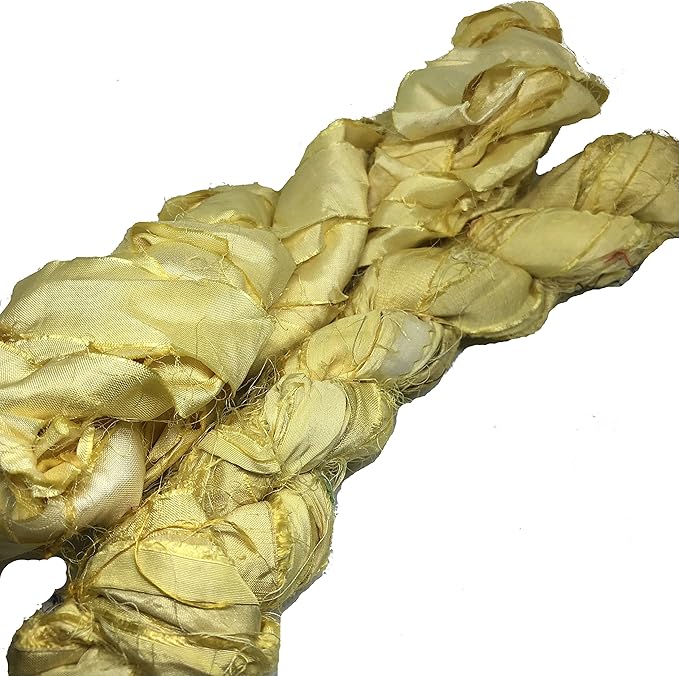 Knitsilk recycled sari silk ribbon yarn — Lemon