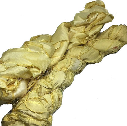 Knitsilk recycled sari silk ribbon yarn — Lemon