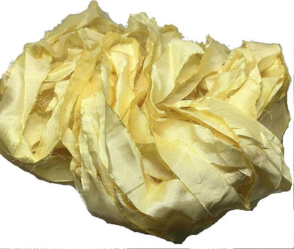 Knitsilk recycled sari silk ribbon yarn — Lemon