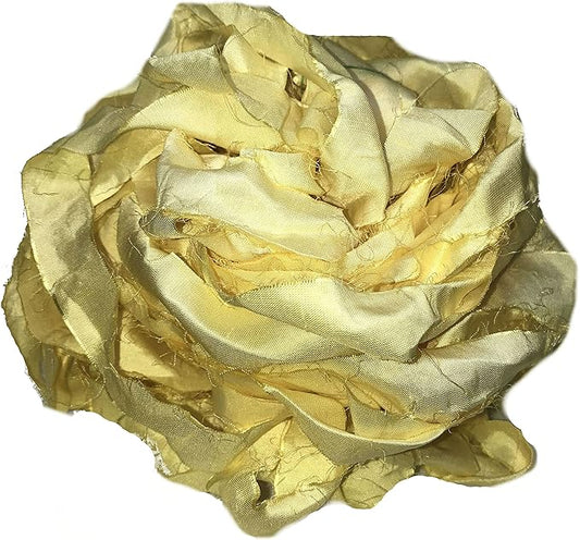 Knitsilk recycled sari silk ribbon yarn — Lemon