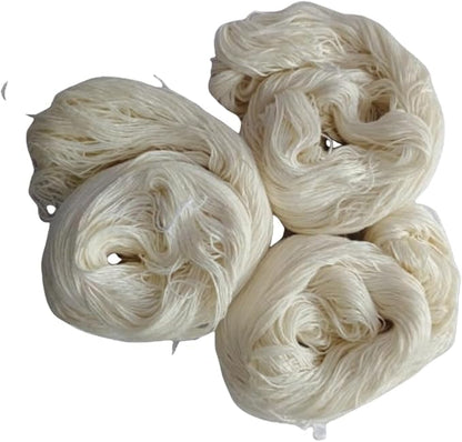 Knitsilk Premium Quality Vegan Banana Silk Yarn (White, 100 gm – 40 Yard)