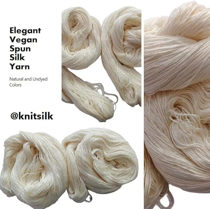 Knitsilk Premium Quality Vegan Banana Silk Yarn (White, 100 gm – 40 Yard)