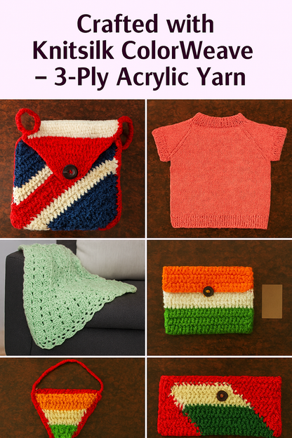 Knitsilk ColorWeave – 3‑Ply Acro Multicolor Yarn (100g Ball, 200+ Yards) | Meadow Glow