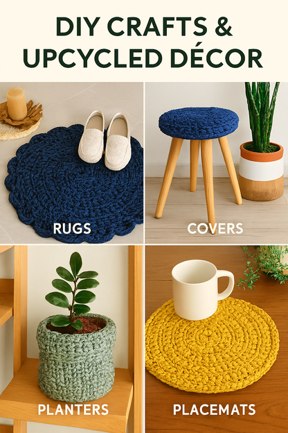 Knitsilk Flexi T-Shirt Yarn – 450g Super Chunky Recycled Cotton Blend – Vibrant Colors – Soft, Durable, Eco-Friendly Bulky Yarn for Knitting, Crochet, Macramé & DIY Crafts, Dark purple