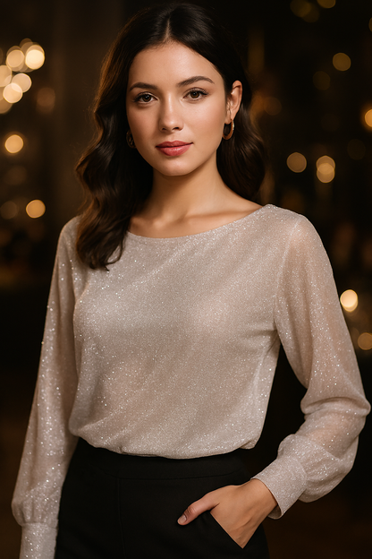 Knitsilk 100% Mulberry Glitter Silk Georgette – 44" Width – Lightweight Sparkle Fabric for Fashion & Bridal | 2.5 MTR |