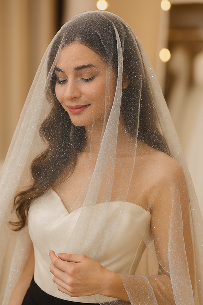 Knitsilk 100% Mulberry Glitter Silk Georgette – 44" Width – Lightweight Sparkle Fabric for Fashion & Bridal | 2.5 MTR |