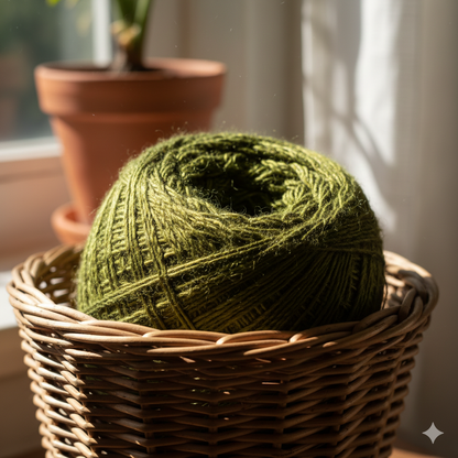 Knitsilk Premium Recycled Sari Silk Yarn –  Olive Green Color (100 Grams)