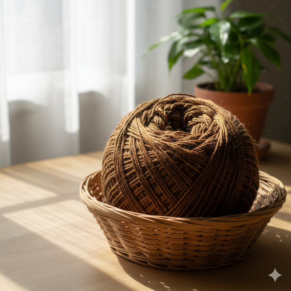 Knitsilk Premium Recycled Sari Silk Yarn – Coffee brown Color (100 Grams)