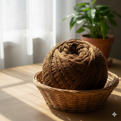 Knitsilk Premium Recycled Sari Silk Yarn – Coffee brown Color (100 Grams)