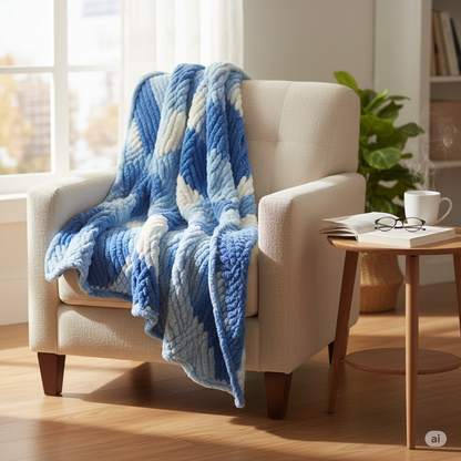 Knitsilk Baby Soft Blankie Wool Yarn |  Natural, Ultra-Soft Wool for Premium Baby Blankets, Cozy Throws & Quick Projects | 100 grams | White Blue