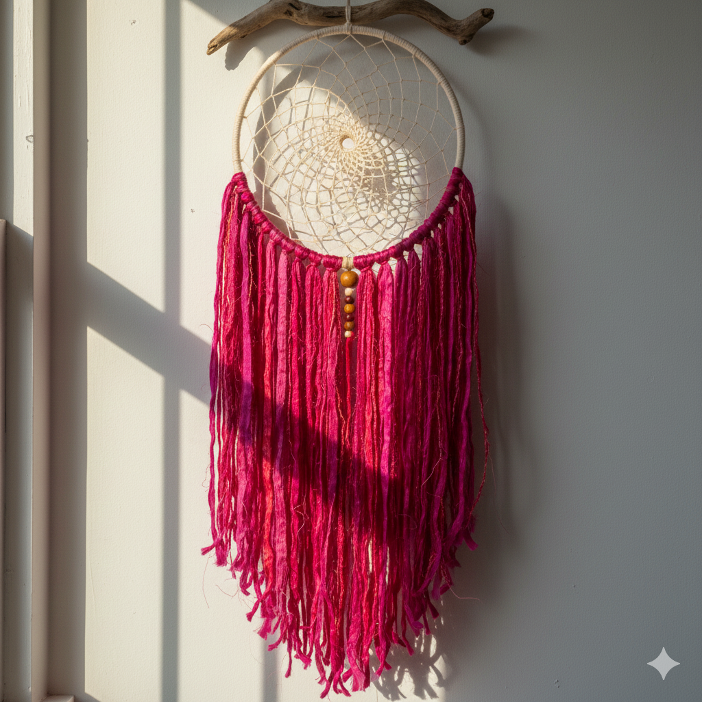 Knitsilk Premium Recycled Sari Silk Yarn –Magenta Color (100 Grams)