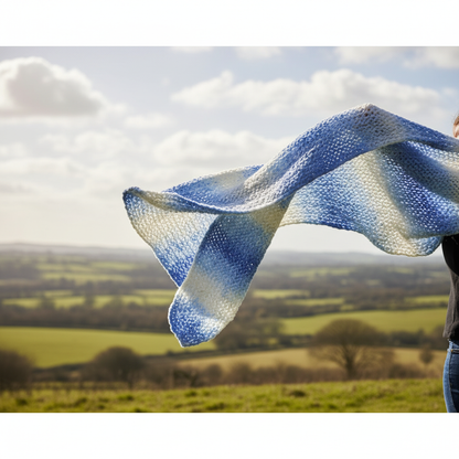 Knitsilk Baby Soft Blankie Wool Yarn |  Natural, Ultra-Soft Wool for Premium Baby Blankets, Cozy Throws & Quick Projects | 100 grams | White Blue