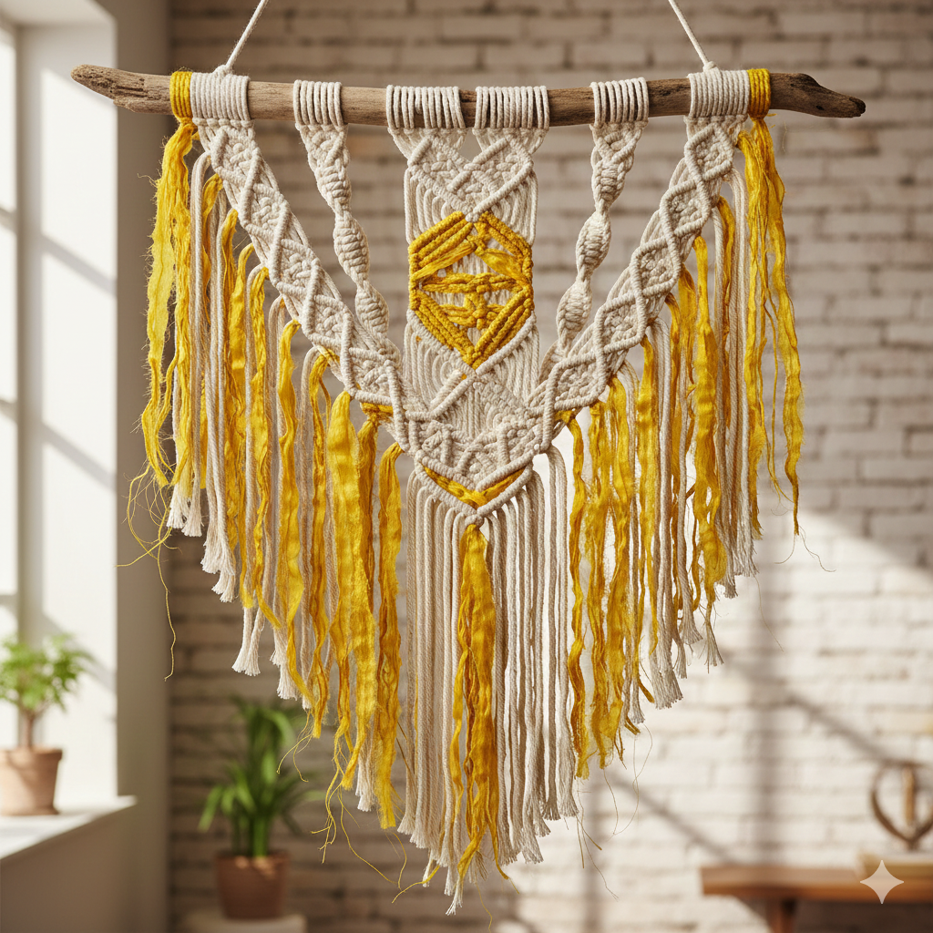 Knitsilk Premium Recycled Sari Silk Yarn – Yellow Color (100 Grams)