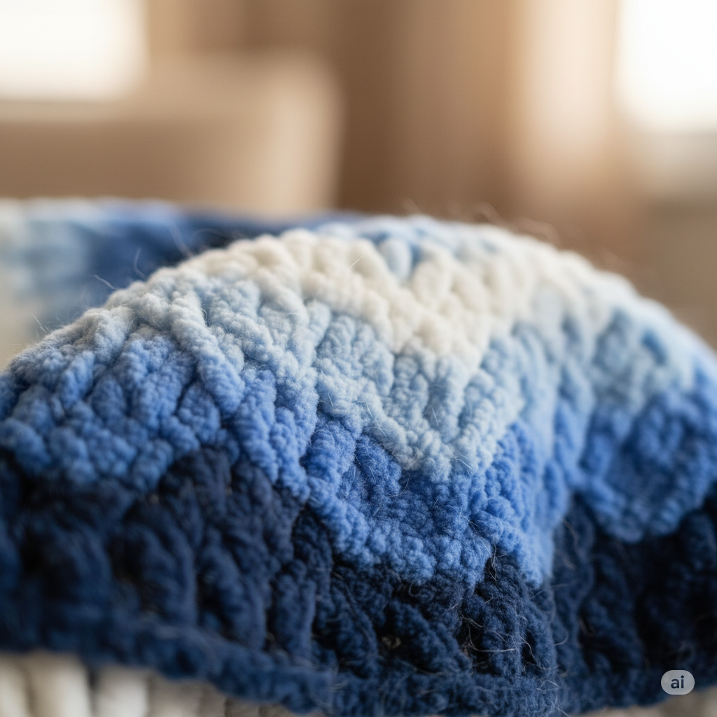 Knitsilk Baby Soft Blankie Wool Yarn |  Natural, Ultra-Soft Wool for Premium Baby Blankets, Cozy Throws & Quick Projects | 100 grams | White Blue