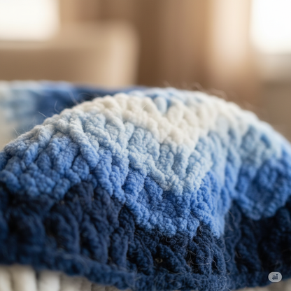 Knitsilk Baby Soft Blankie Wool Yarn |  Natural, Ultra-Soft Wool for Premium Baby Blankets, Cozy Throws & Quick Projects | 100 grams | White Blue