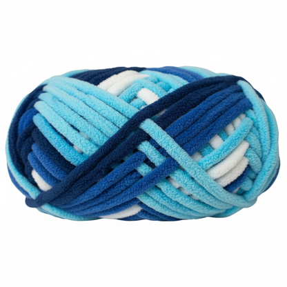 Knitsilk Baby Soft Blankie Wool Yarn |  Natural, Ultra-Soft Wool for Premium Baby Blankets, Cozy Throws & Quick Projects | 100 grams | White Blue