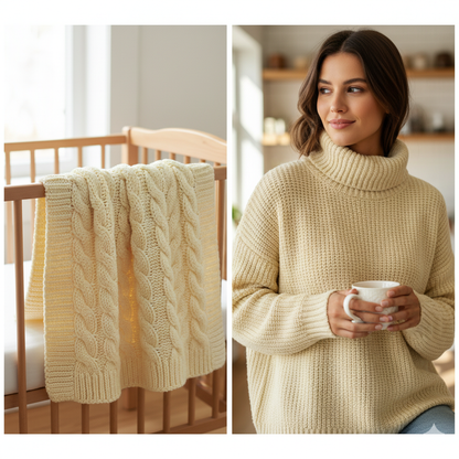 Knitsilk Baby Soft Blankie Wool Yarn |  Natural, Ultra-Soft Wool for Premium Baby Blankets, Cozy Throws & Quick Projects | 100 grams | Light camel