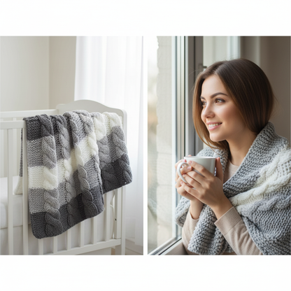 Knitsilk Baby Soft Blankie Wool Yarn |  Natural, Ultra-Soft Wool for Premium Baby Blankets, Cozy Throws & Quick Projects | 100 grams | Grey White