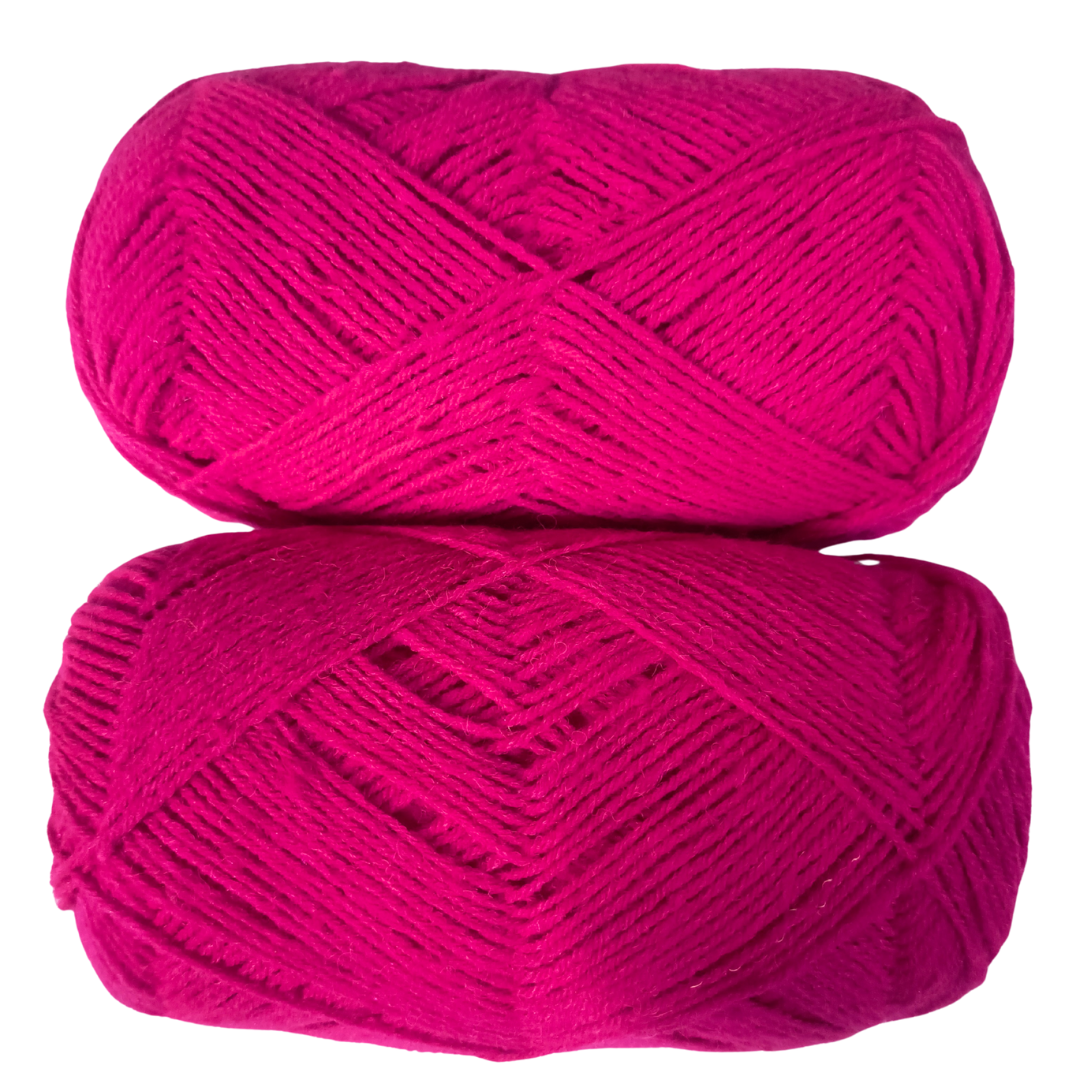 Knitsilk Acrowool – Premium Acrylic Yarn, 4 Ply (4 X 8nm), 100g Ball (200 YARDS+), Wool-Like Softness, Solid Colors, Ideal for Knitting & Crochet | Hot Pink