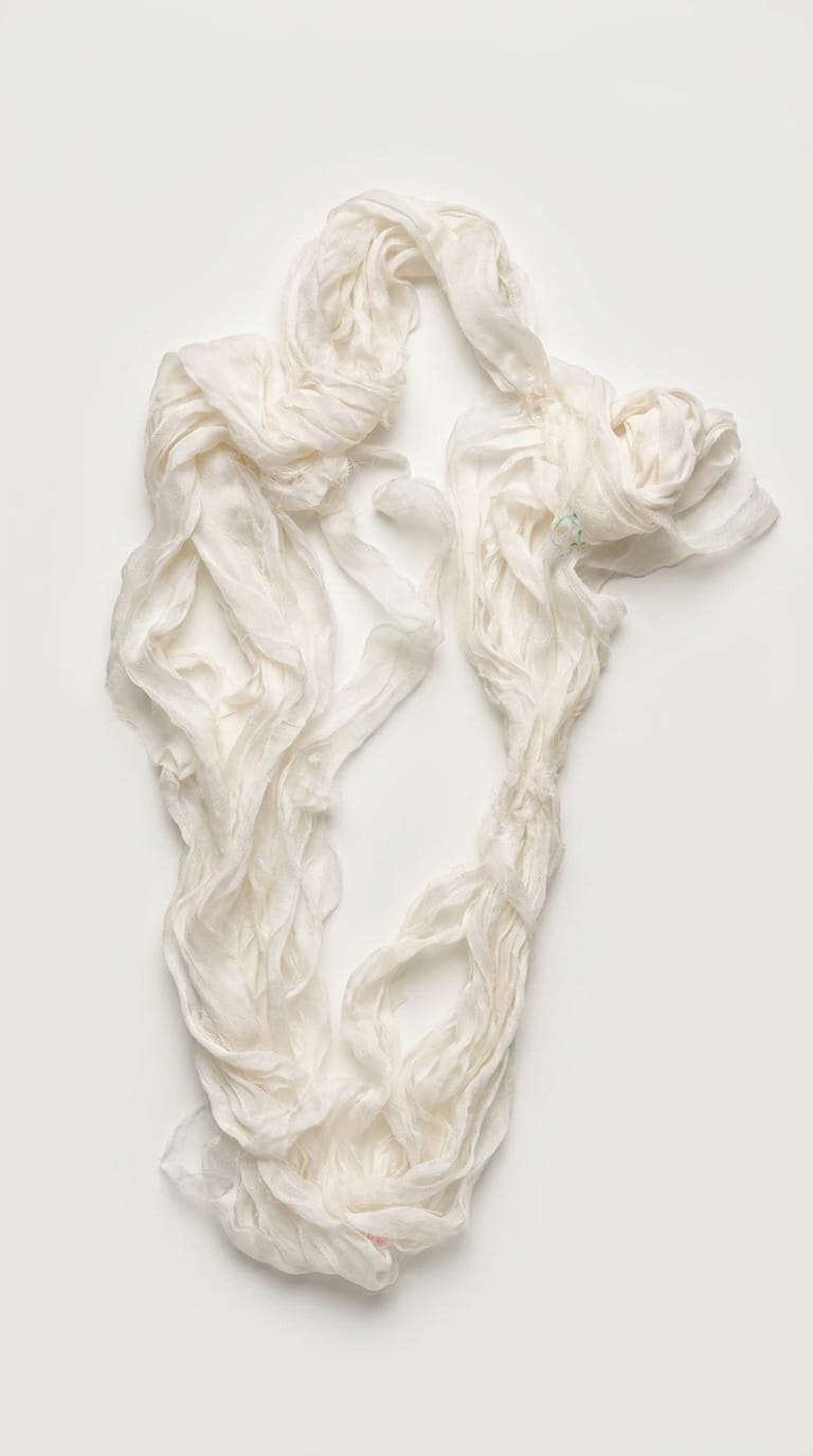 Natural ivory mulberry chiffon gauze silk ribbon arranged in a loose loop
