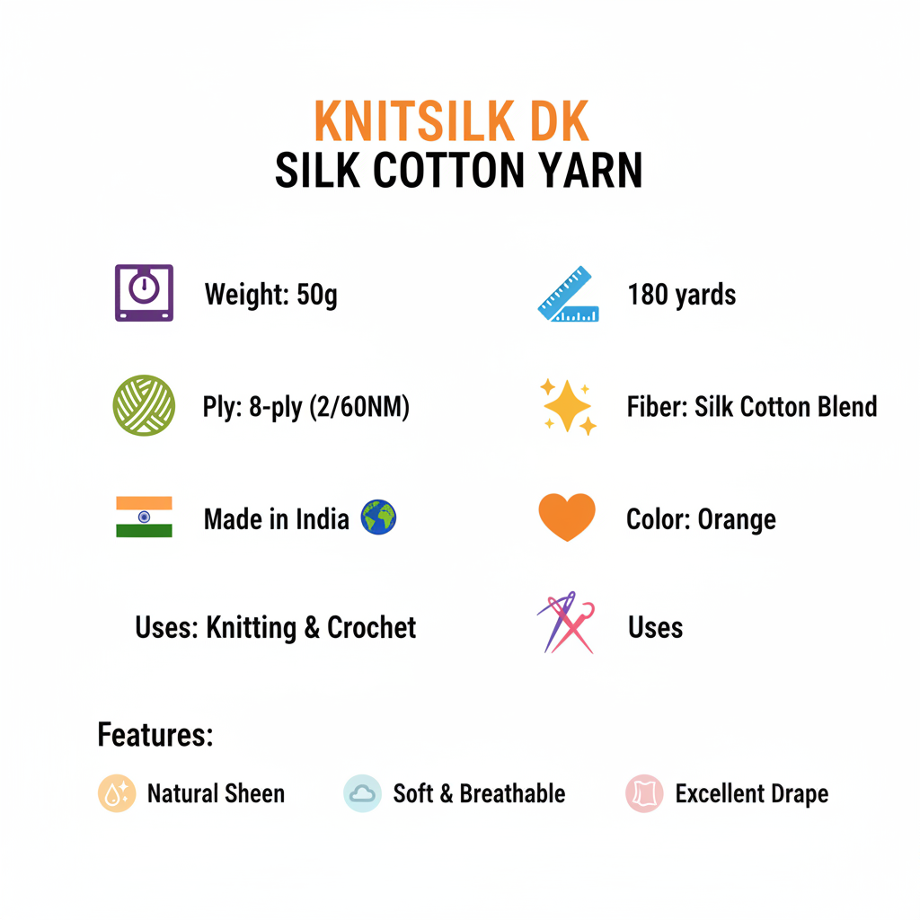 Knitsilk DK Silk Cotton Yarn | 2/60NM x 8 Ply | 1 x 180 Yards |Purple