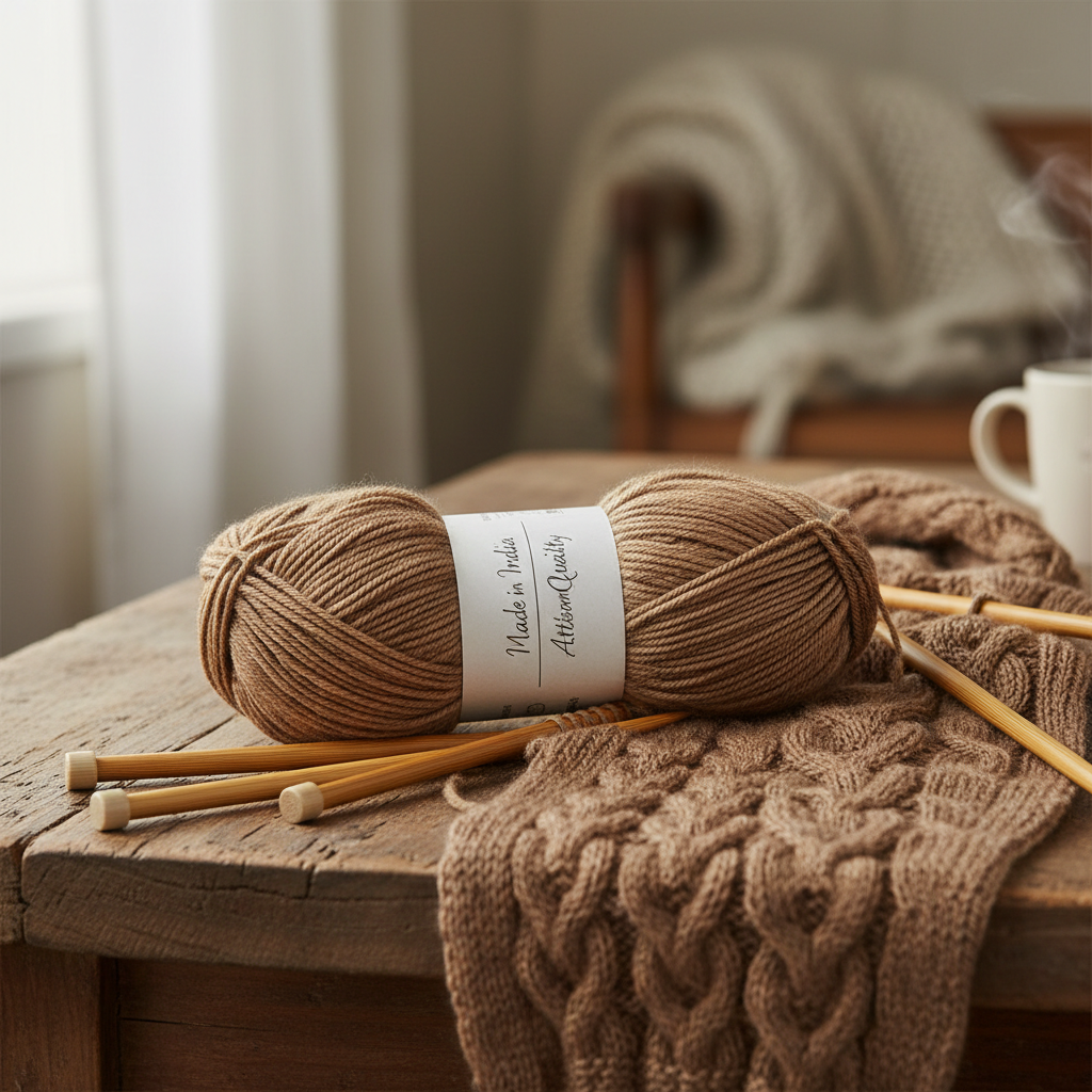 Knitsilk DK Silk Cotton Yarn | 2/60NM x 8 Ply | 1 x 180 Yards |Brown