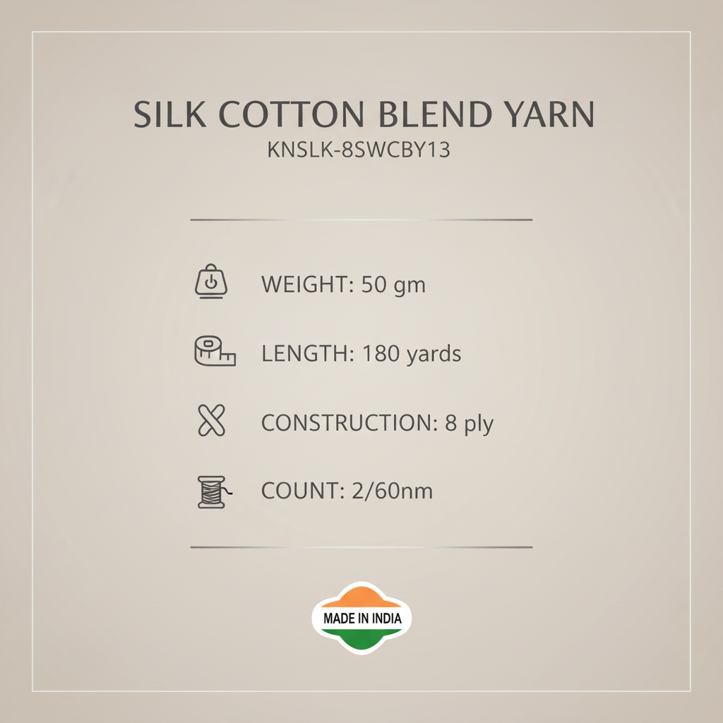 Knitsilk DK Silk Cotton Yarn | 2/60NM x 8 Ply | 1 x 180 Yards |Beige