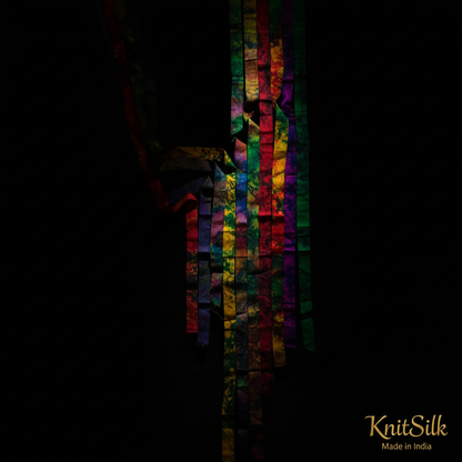 Knitsilk Recycled Silk Strips - Assorted Sari Silk | 50 GMS-1 Yard*10 Pieces | Sustainable & Unique Texture Ribbon Yarn