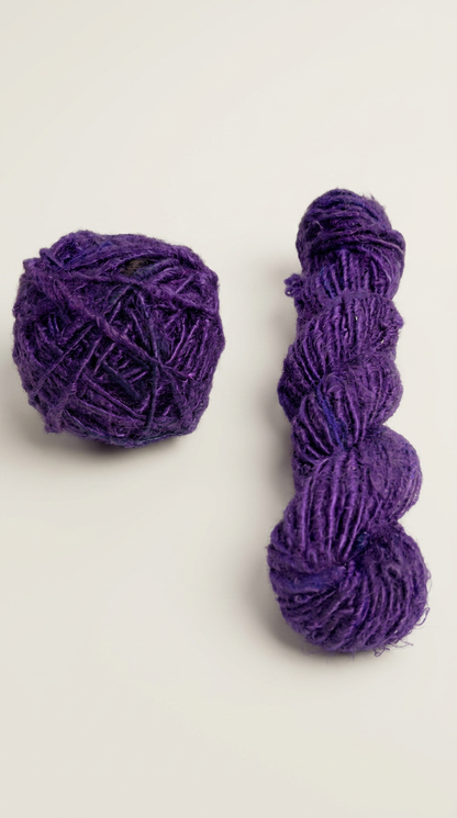 KnitSilk Banana Silk Handspun Yarn - Multicolor Dark Mix - Pack of 2 x 100g skein and ball