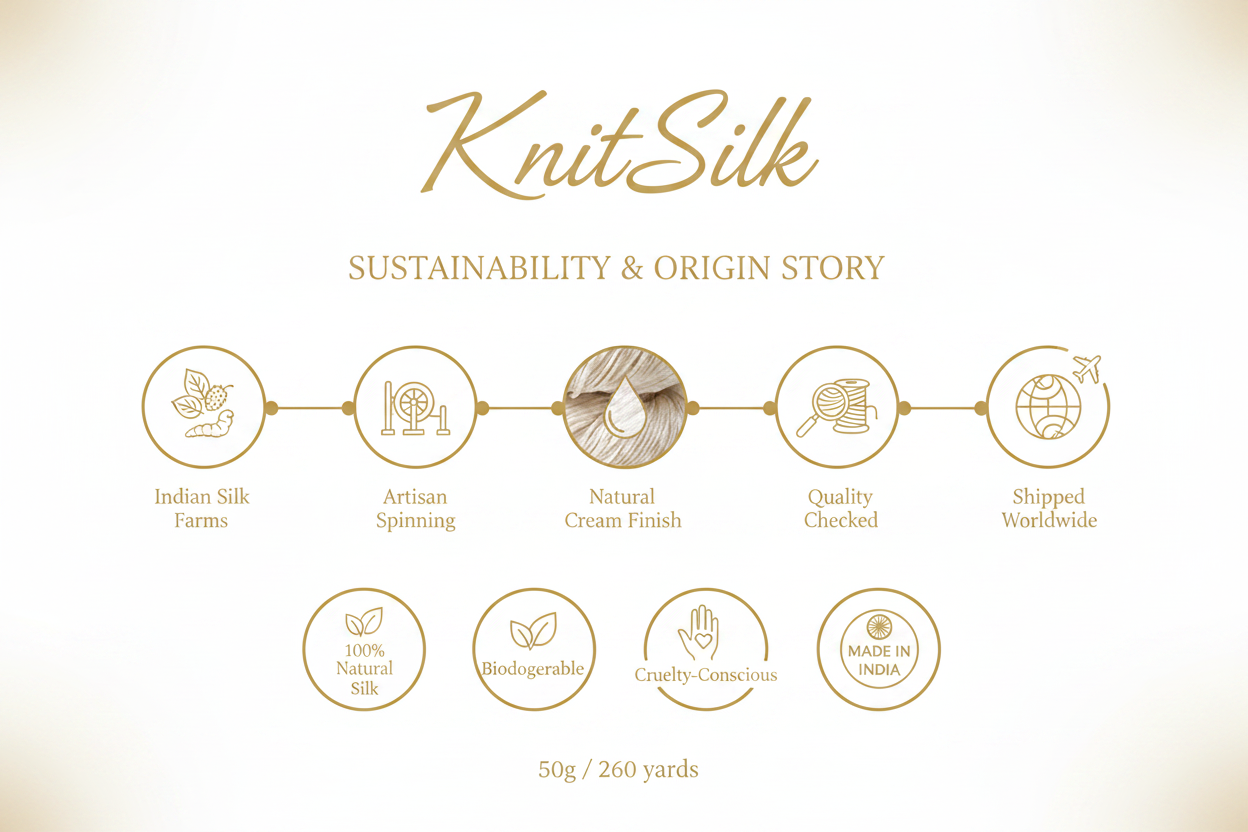 Knitsilk 3 Ply 100% Mulberry Silk Lace Weight Yarn – Ivory (50g / 260 Yard
