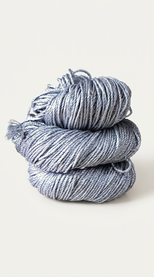 Knitsilk 3 Ply 100% Mulberry Silk Lace Weight Yarn – Silver surfer (50g / 260 Yard