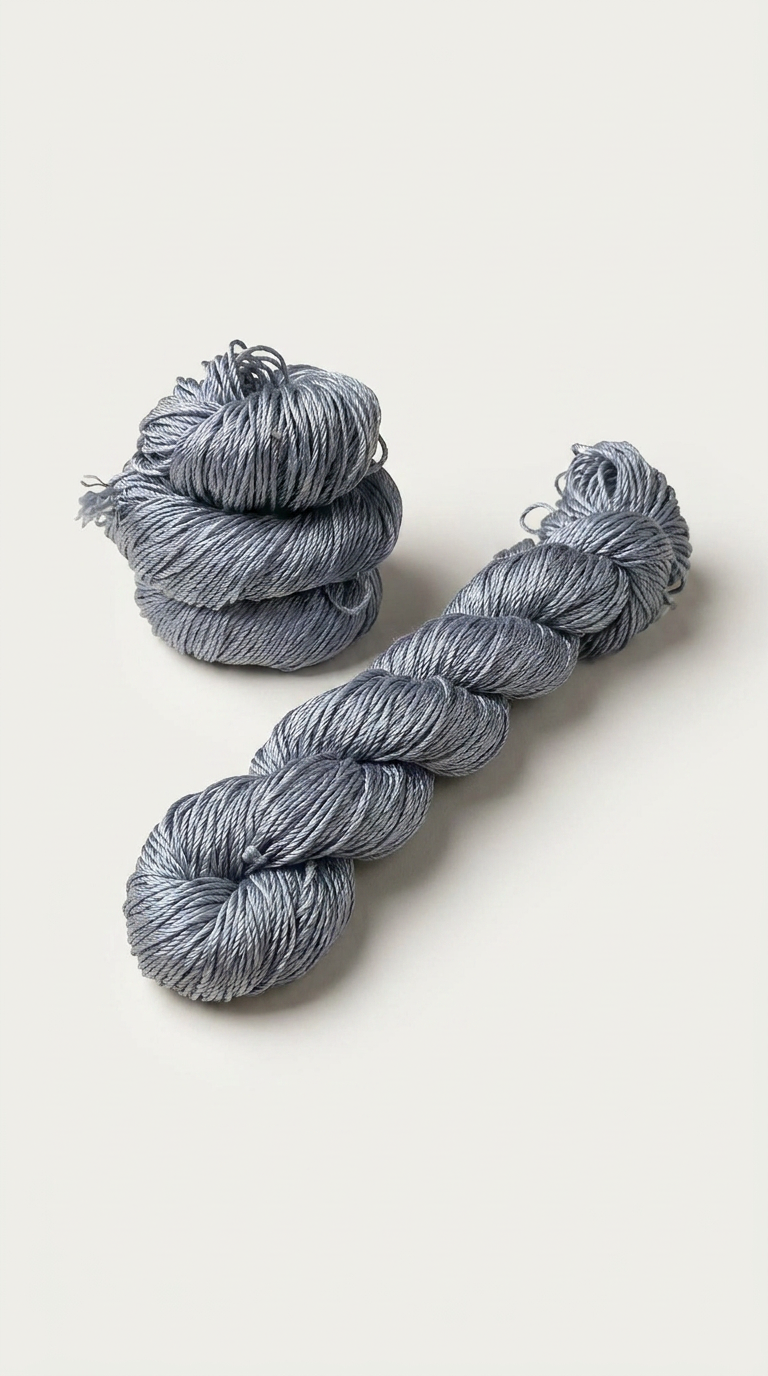 Knitsilk 3 Ply 100% Mulberry Silk Lace Weight Yarn – Silver surfer (50g / 260 Yard
