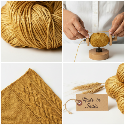 Knitsilk 3 Ply 100% Mulberry Silk Lace Weight Yarn – Golden Mustard (50g / 260 Yard